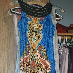 Venus large long maxi dress, blue multi-color